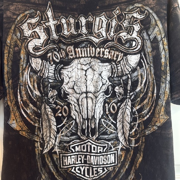 Sturgis Black Hill Motorcycle Rally 2010 70th Anniversary T-Shirt Sz L Large - Picture 2 of 8